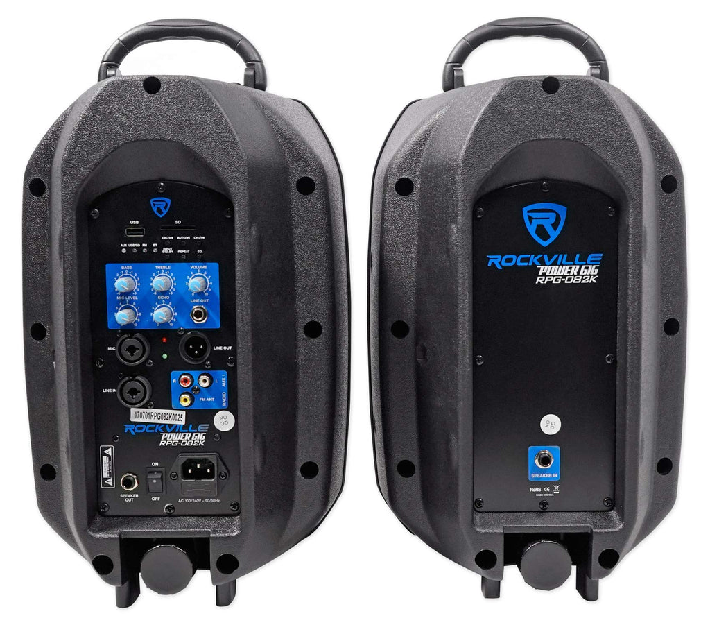 Powered PA Speaker Package with Mic Stands Cables H7006