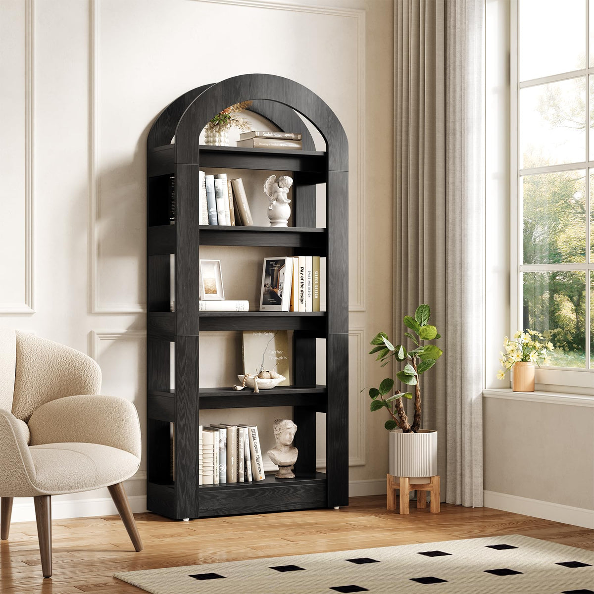 5-Tier Arch-Shaped Wooden Bookshelf R633659