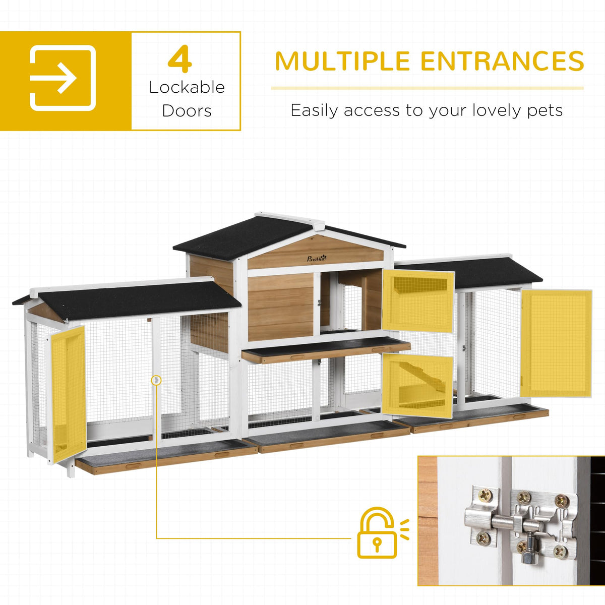 White Wooden Rabbit Hutch with Ramp W812959