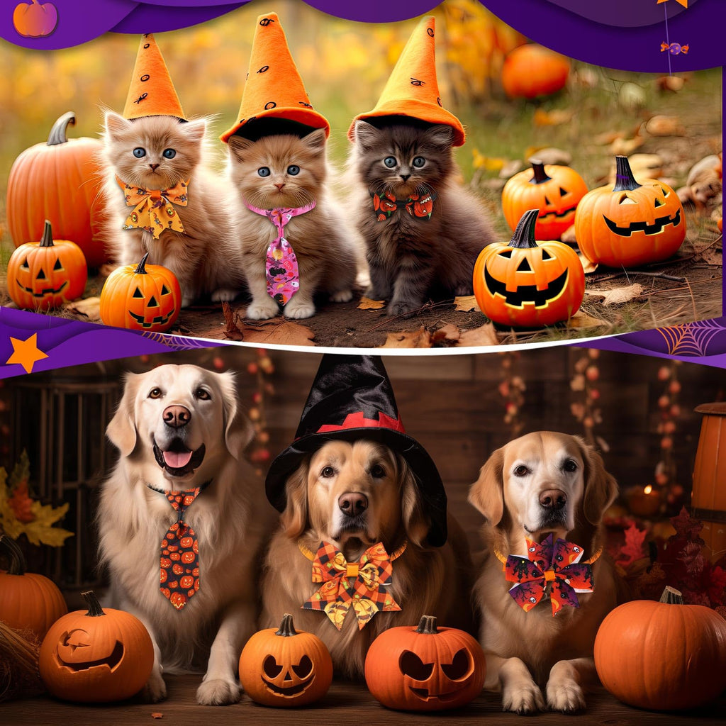240 Pcs Halloween Dog Bows Tie Collars S486477