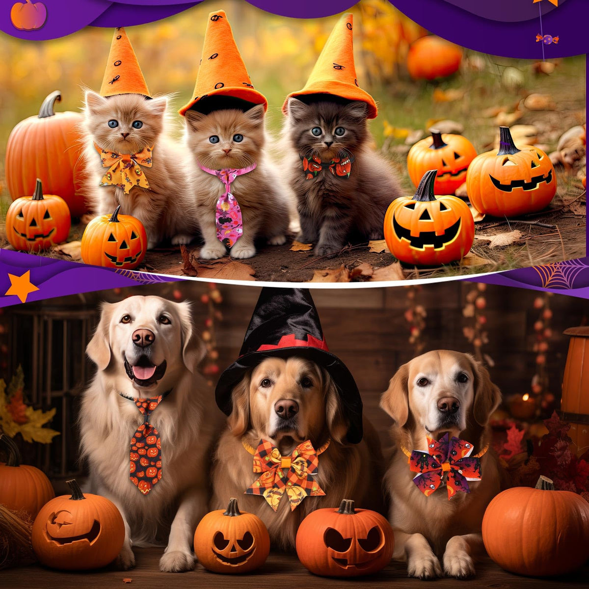 240 Pcs Halloween Dog Bows Tie Collars S486477