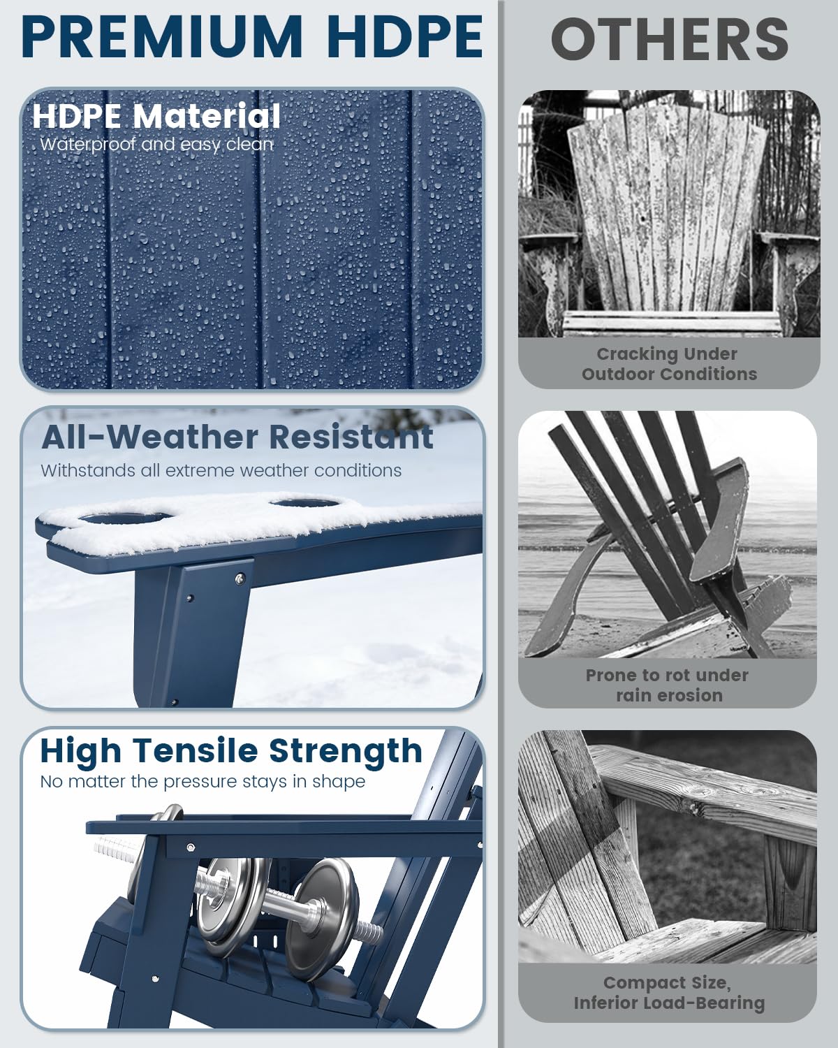 Folding Adirondack Chair Set of 8 with Cup Holder W7096
