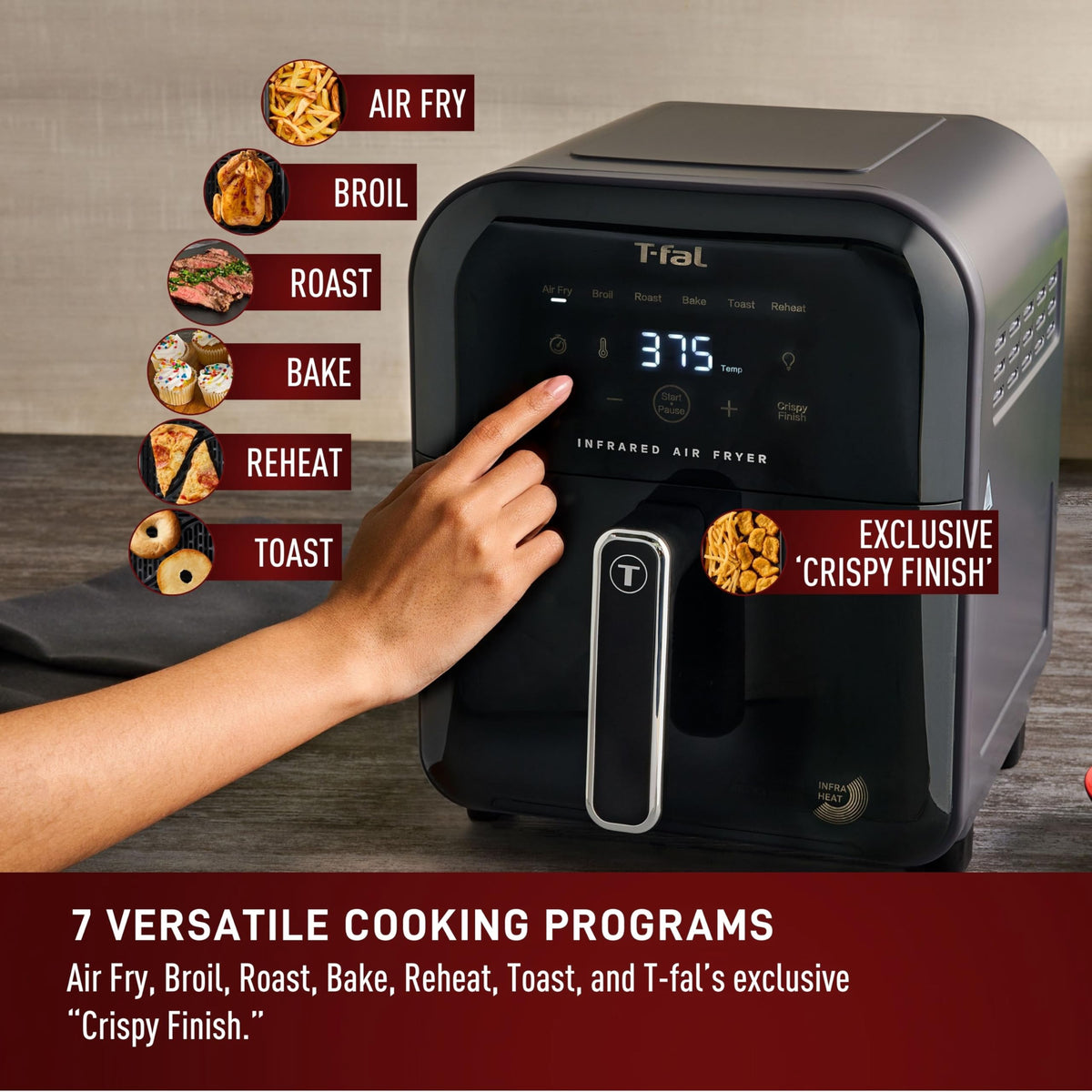 Infrared Air Fryer Toaster Oven Combo, 6 Qt Digital Touch Screen, 1550W, Black I516