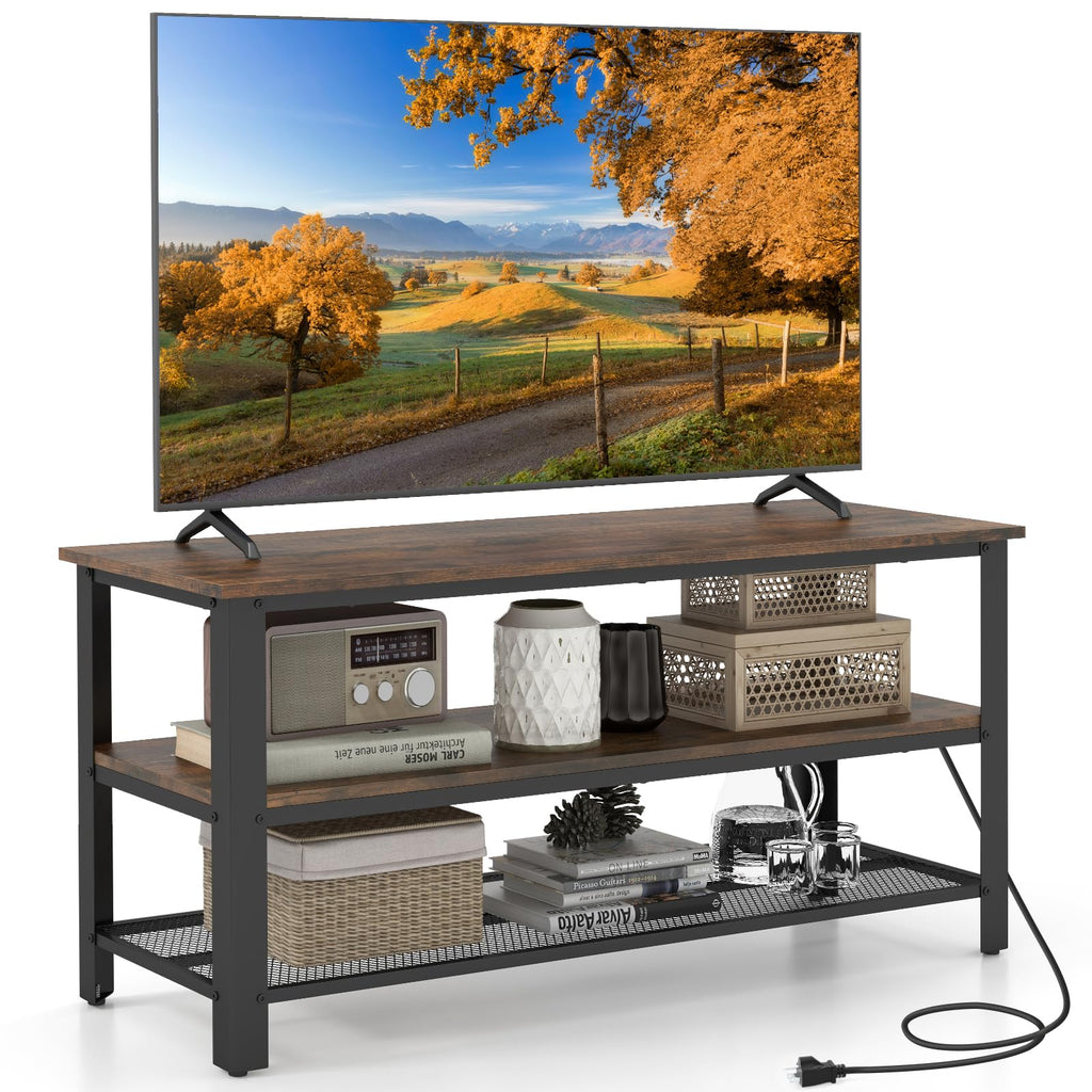 Small 3-Tier TV Stand with Power Outlets and USB Ports D47942