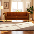 Orange Velvet 3-Seater Sofa with Armrest Y609