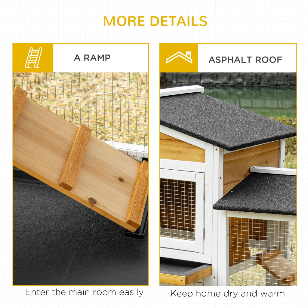 White Wooden Rabbit Hutch with Ramp W812959