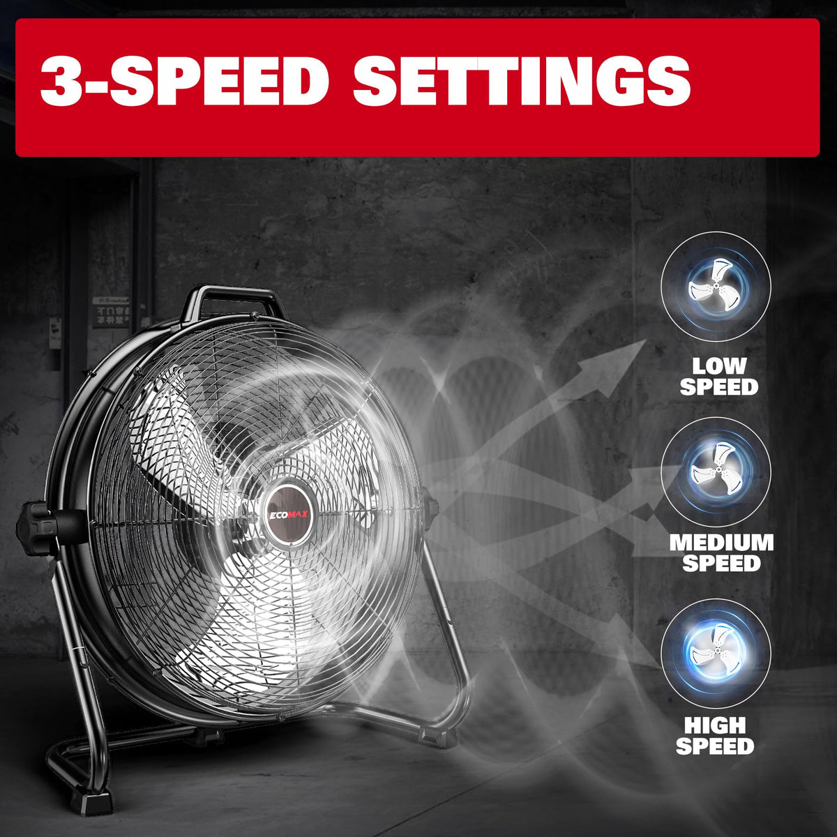 20-Inch 2300 CFM 3-Speed Industrial Drum Fan S465