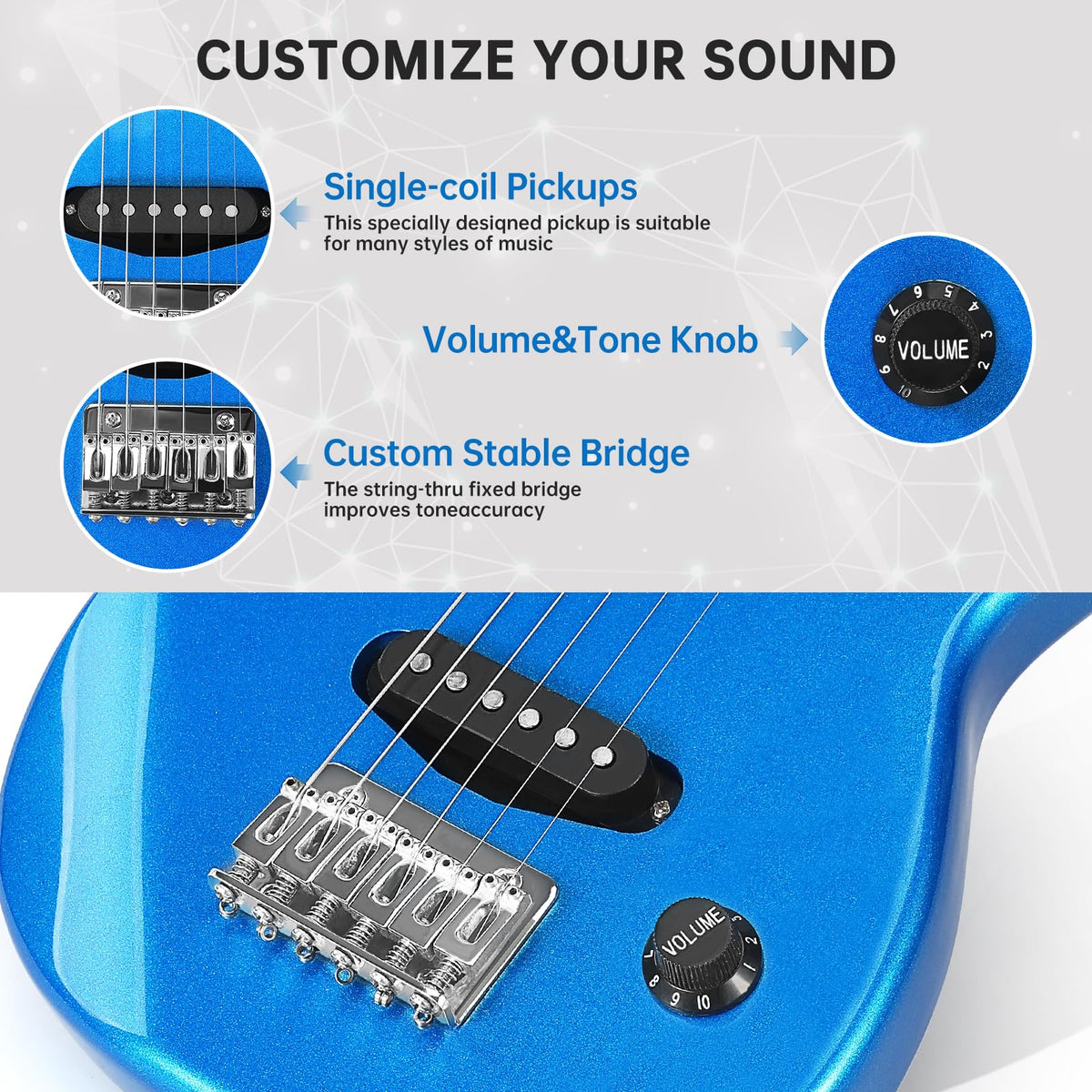 30 Inch Kids ST Style Mini Electric Guitar Beginner Kit with Amplifier G342