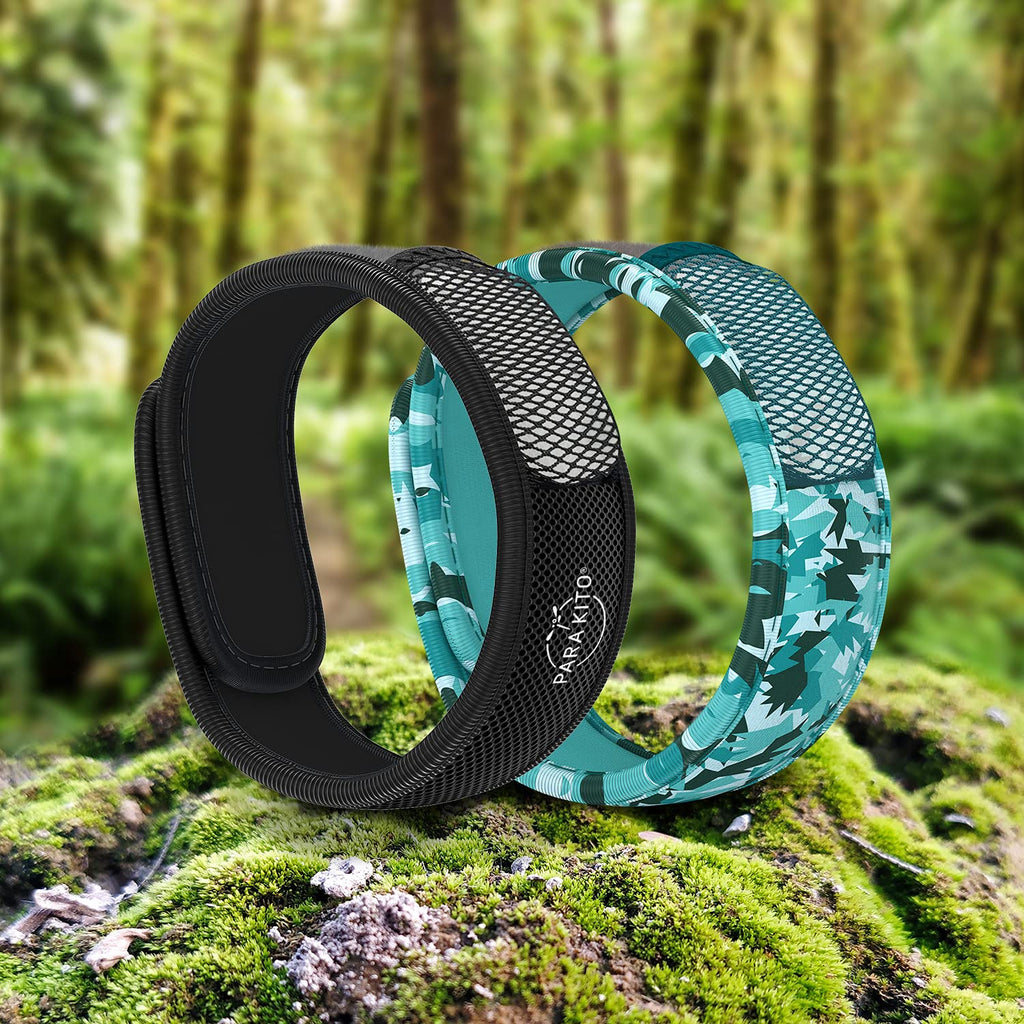 Mosquito Repellent Bracelets + Refill Pellets Bundle Peppermint Oil Black Q956073