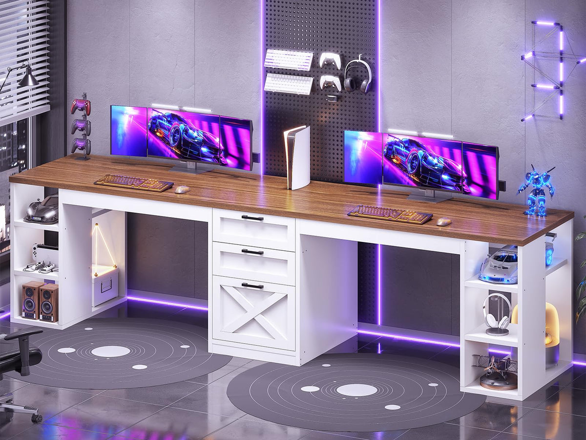 96.5" 2 Person Computer Desk with Storage Drawers T35515