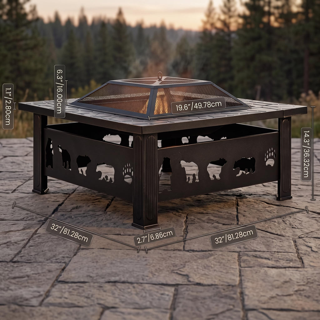32" Outdoor Wood Burning Fire Pit Table O2763