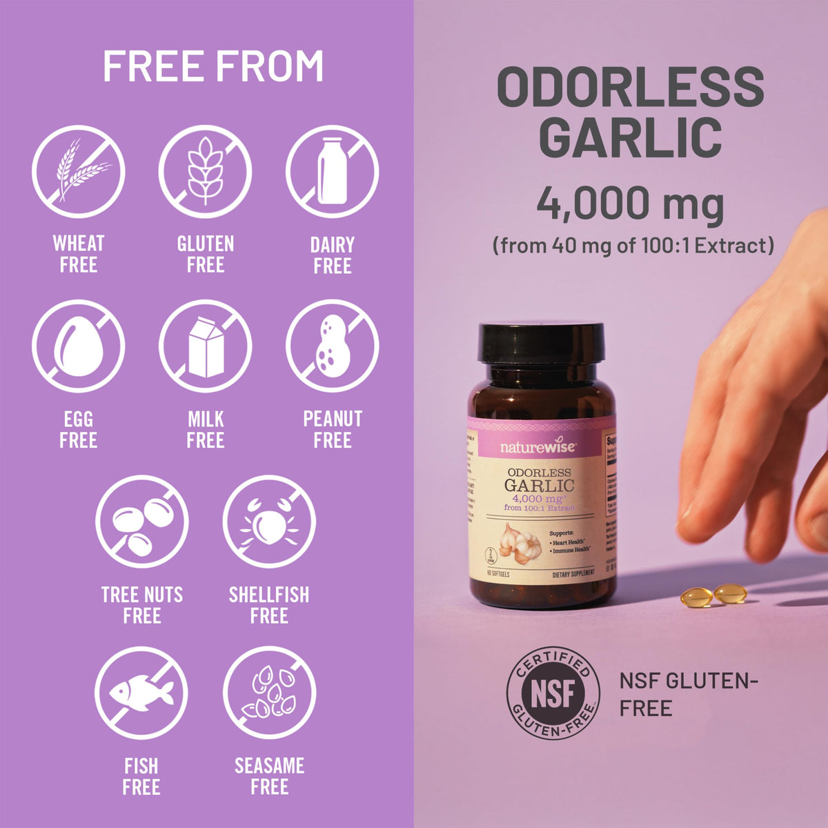 Odorless Garlic Supplement 4000mg 60 Count H8692