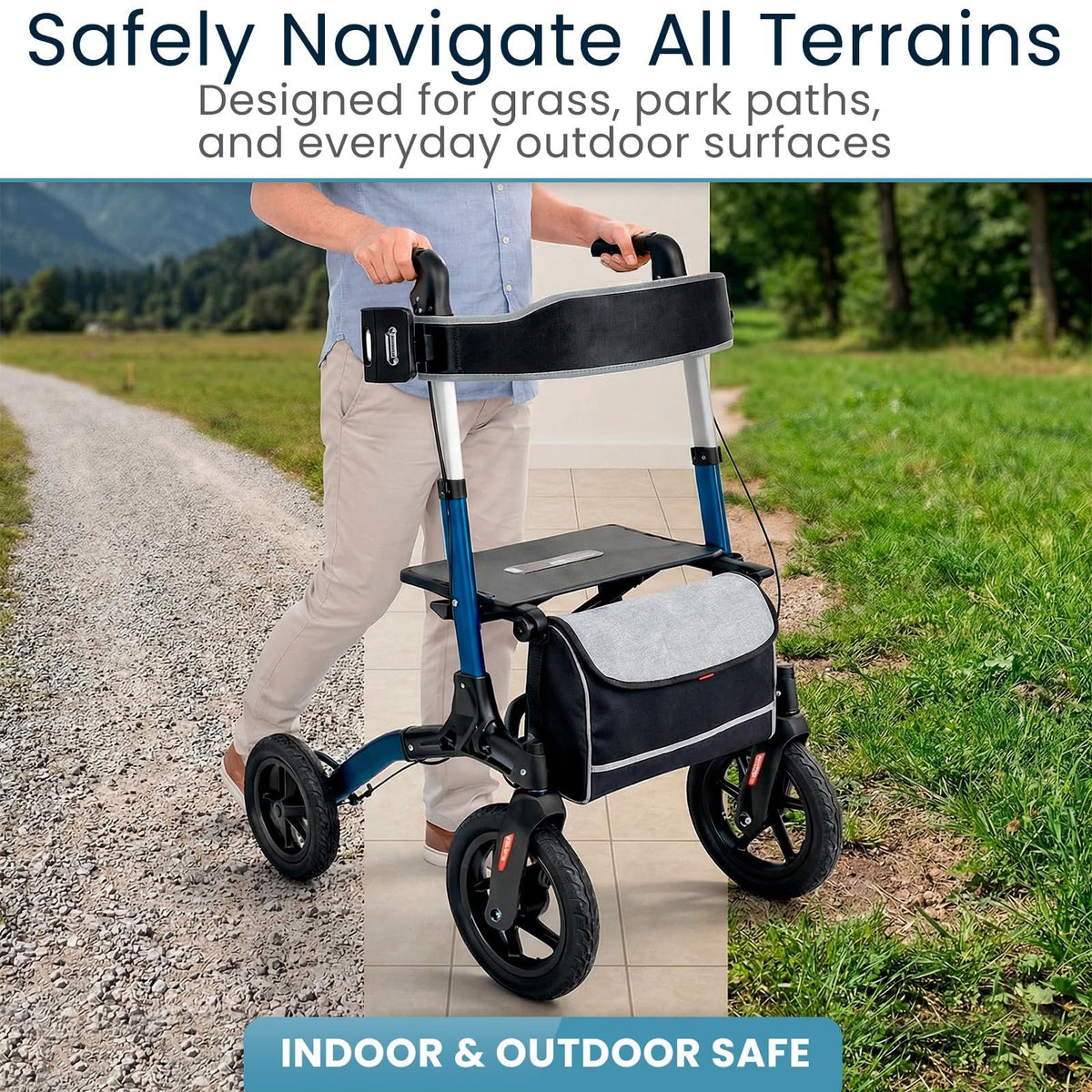 All-Terrain Rollator Walker with 12” Pneumatic Wheels U4610