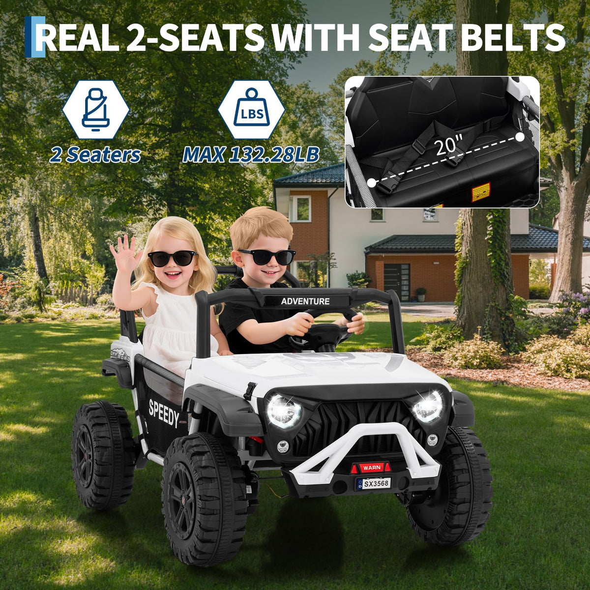 24V 4WD Electric Car 2 Seater UTV with Remote Control B290239