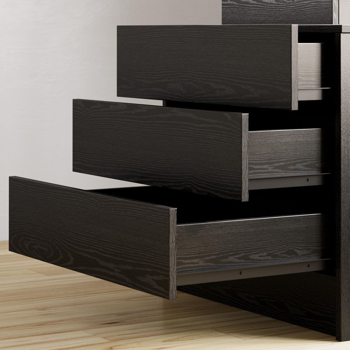 Black 3 Drawer Nightstand with Charging Station Z947
