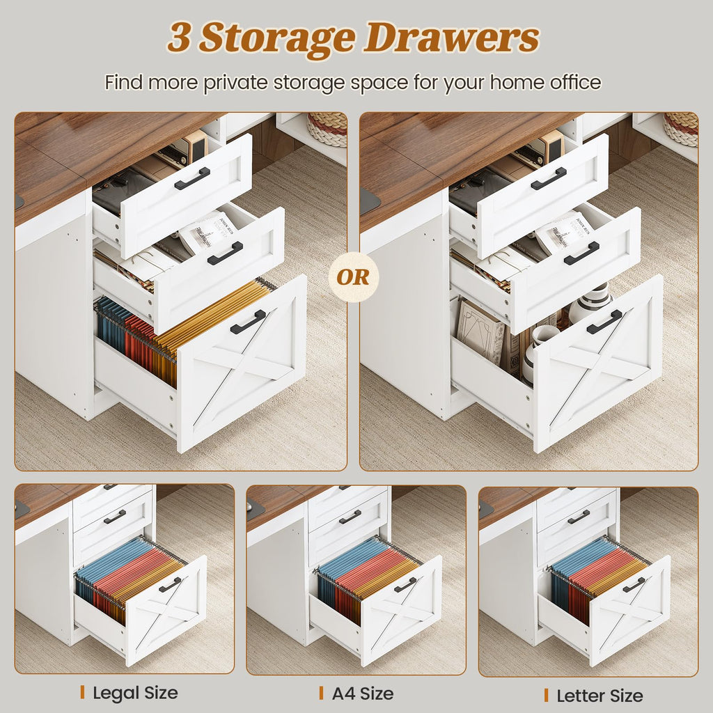 96.5" 2 Person Computer Desk with Storage Drawers T35515