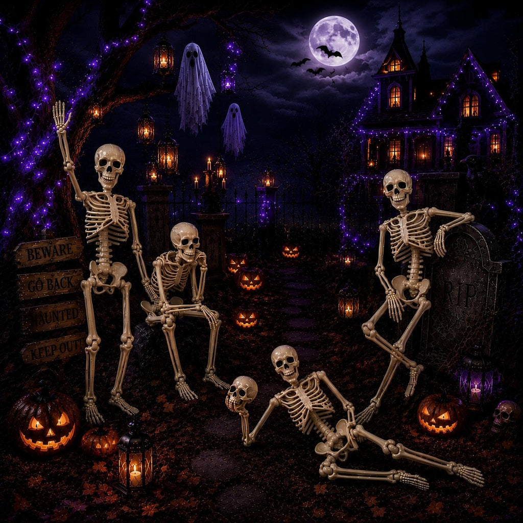 5.4 ft Posable Halloween Skeleton with Movable Joints U7006