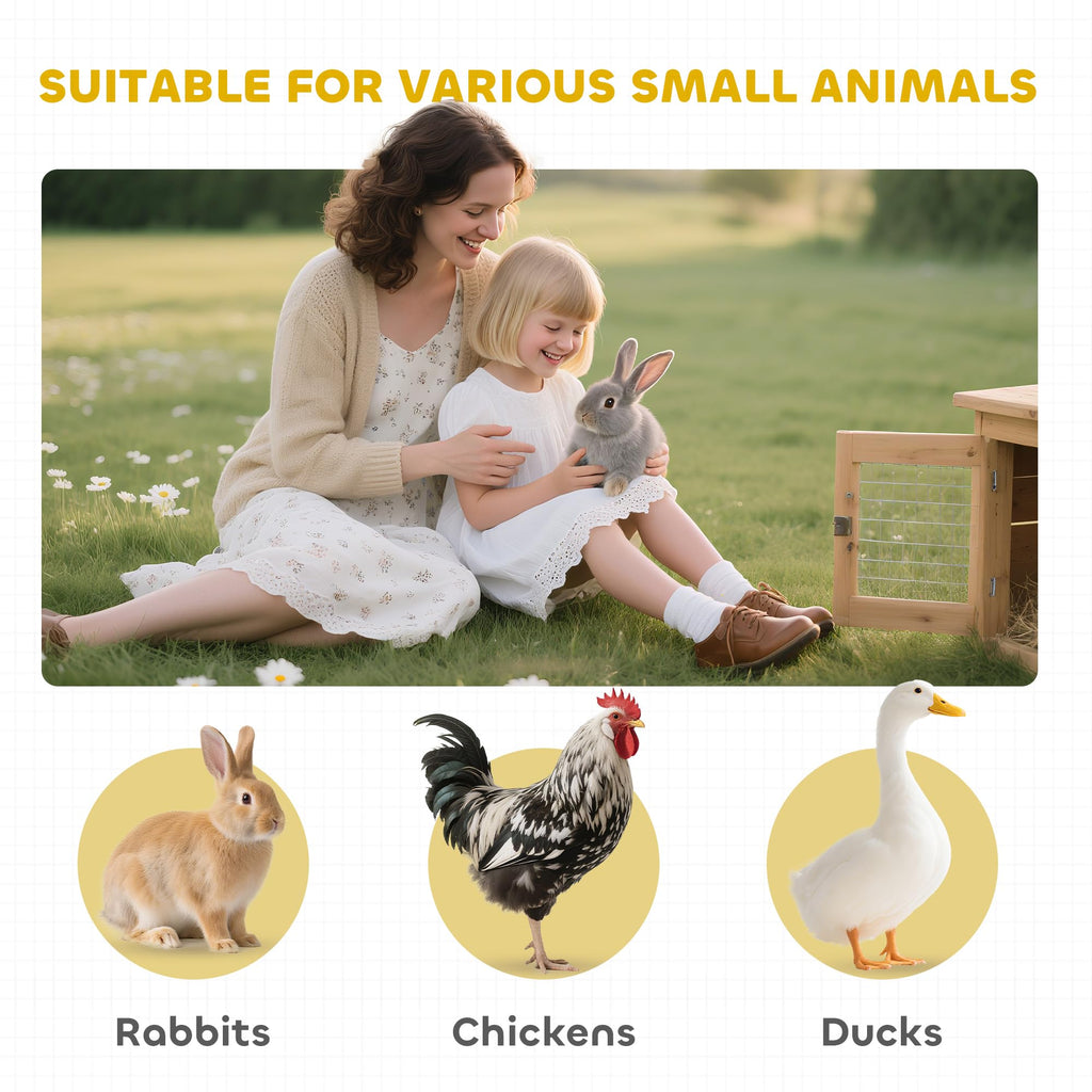 White Wooden Rabbit Hutch with Ramp W812959