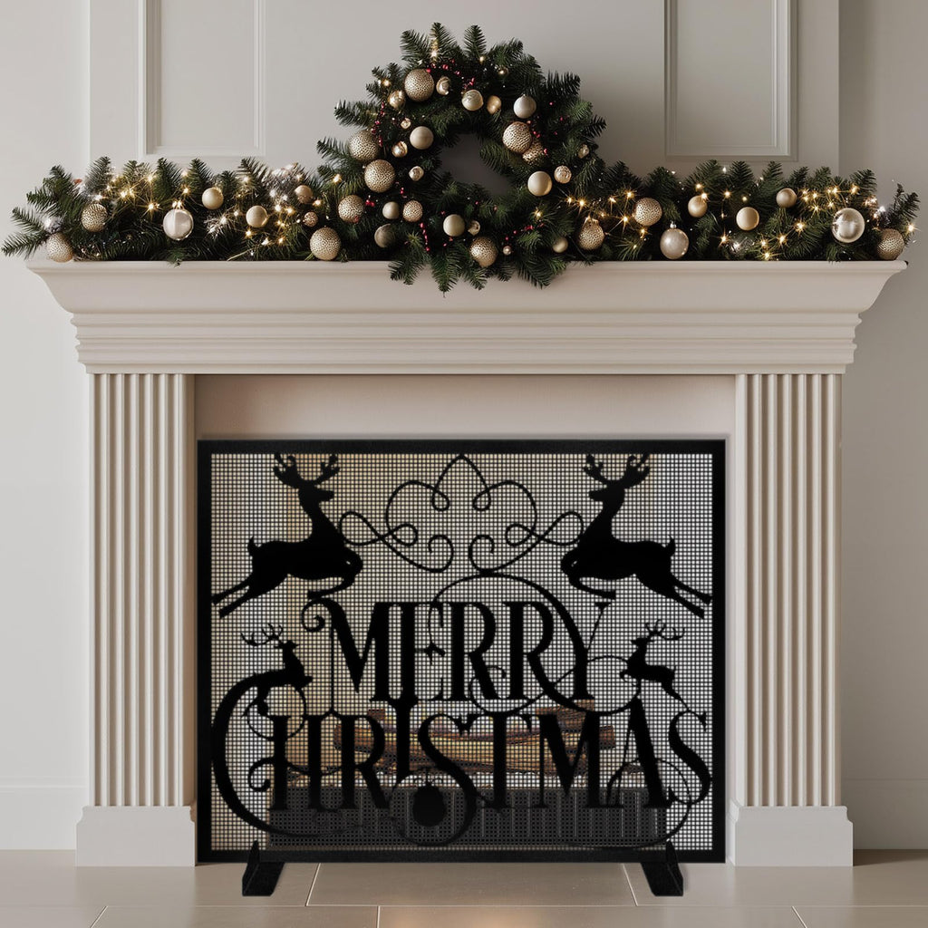 Christmas Fireplace Screen I352