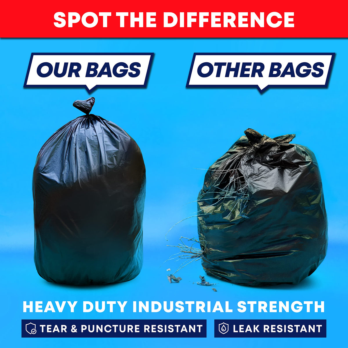 55-60 Gallon Heavy Duty Black Trash Bags 150 Bags T682065
