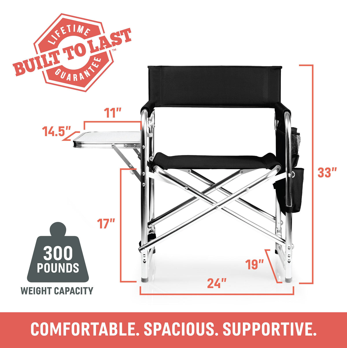 Lightweight Aluminum Folding Outdoor Camping Chair with Side Table P32358