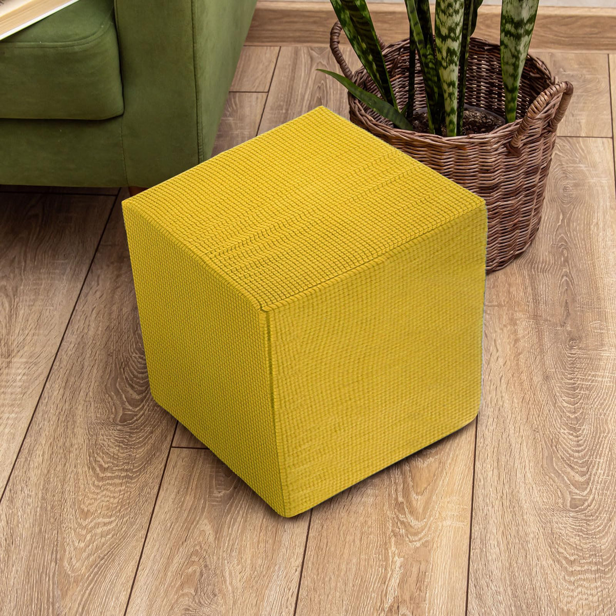 Teal Stretch Polyester Ottoman Cover P451114