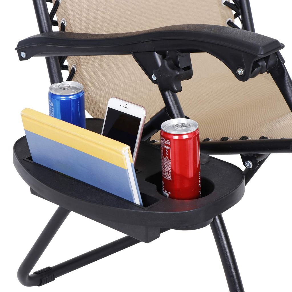 Zero Gravity Chair Set of 2 Folding Recliner with Cup Holder Tray and Pillow T5551
