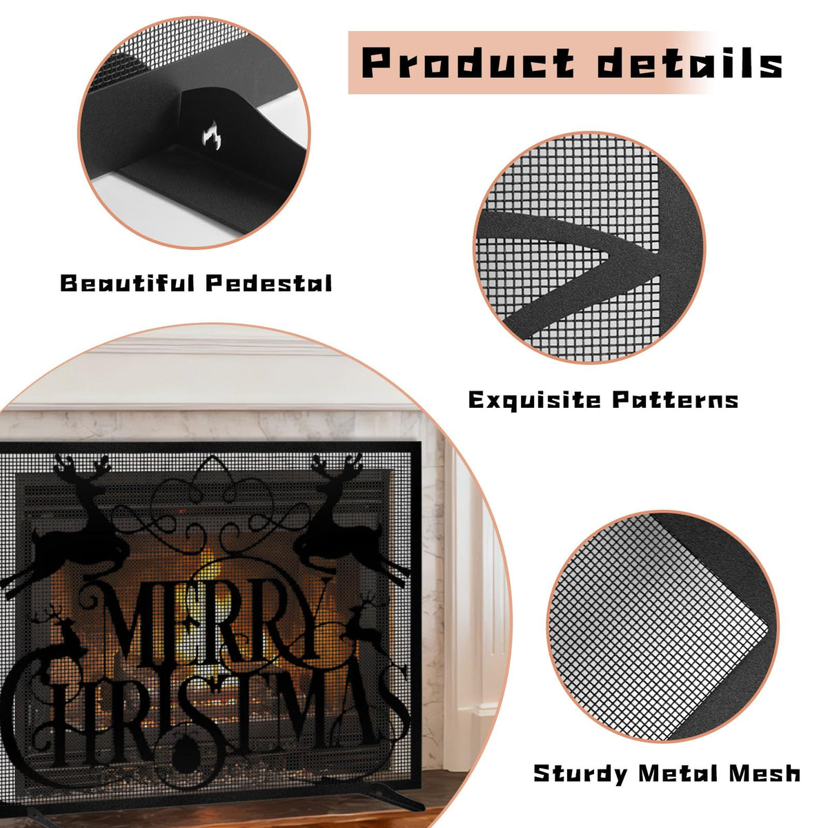 Christmas Fireplace Screen I352