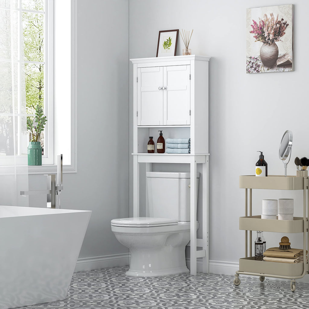 Over the Toilet Storage Cabinet with Doors and Adjustable Shelf I618944