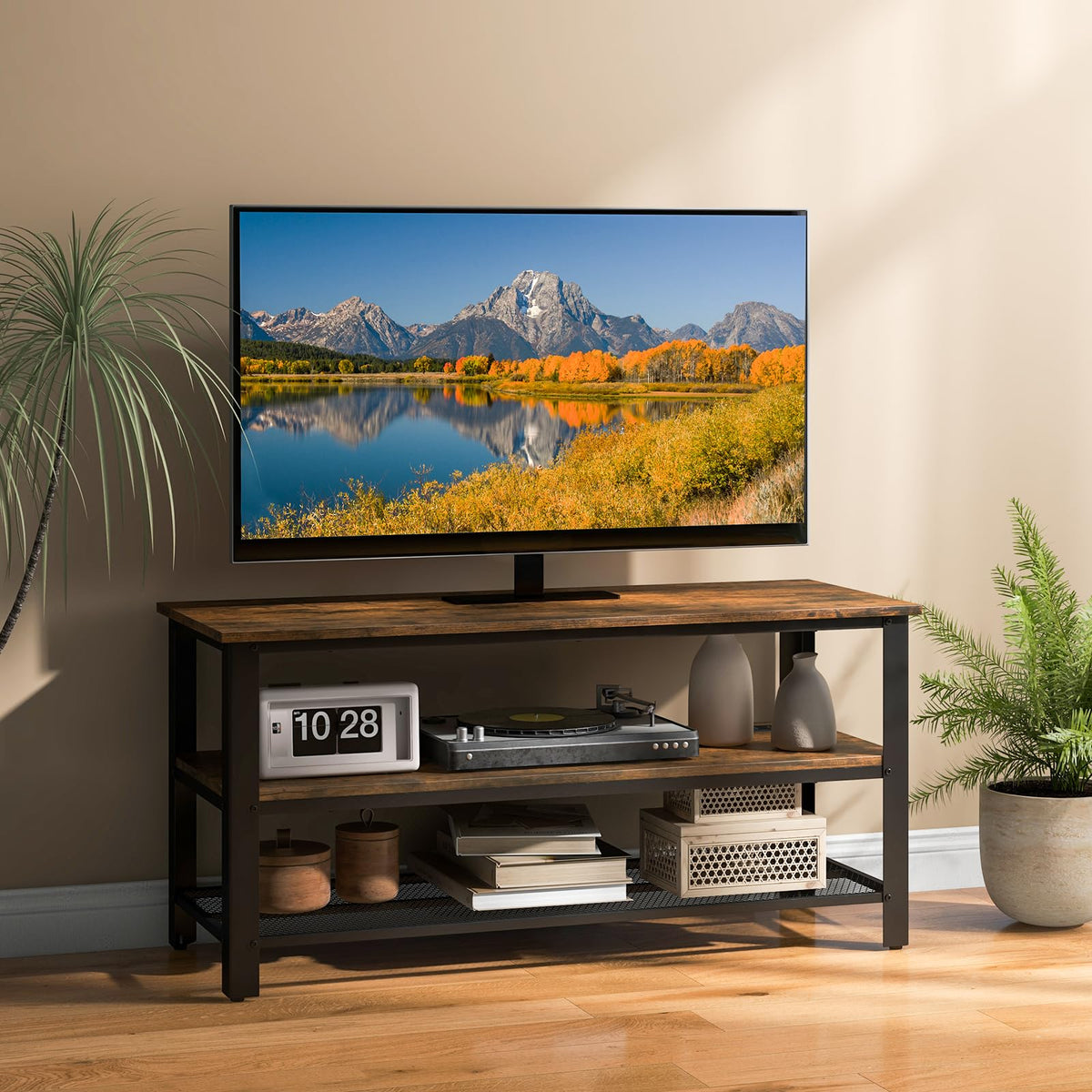 Small 3-Tier TV Stand with Power Outlets and USB Ports D47942