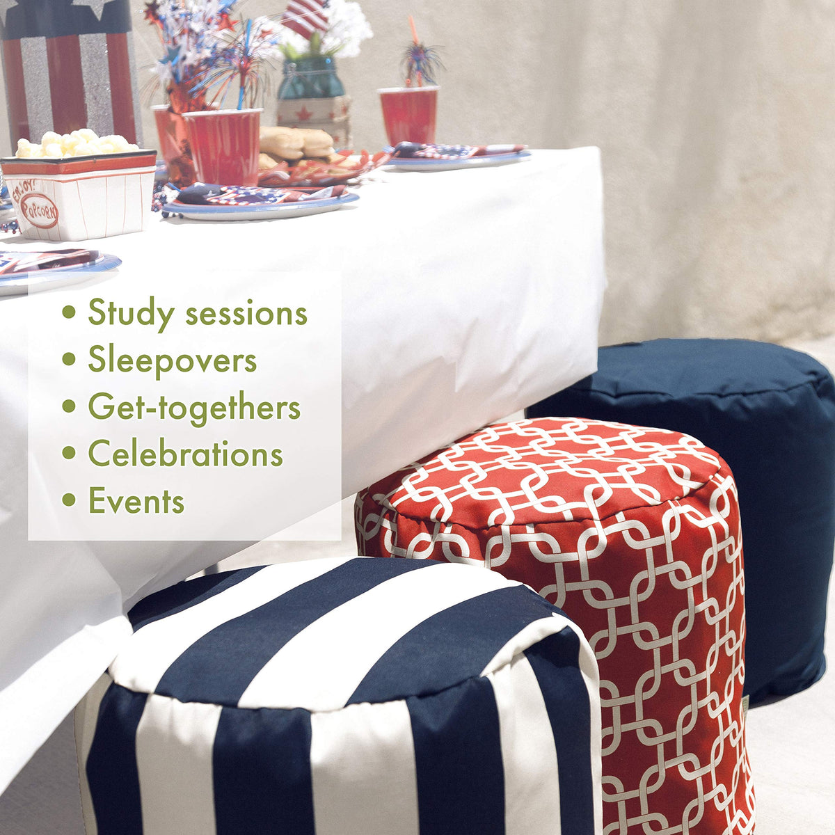 Teal Indoor/Outdoor Bean Bag Ottoman Pouf I842784