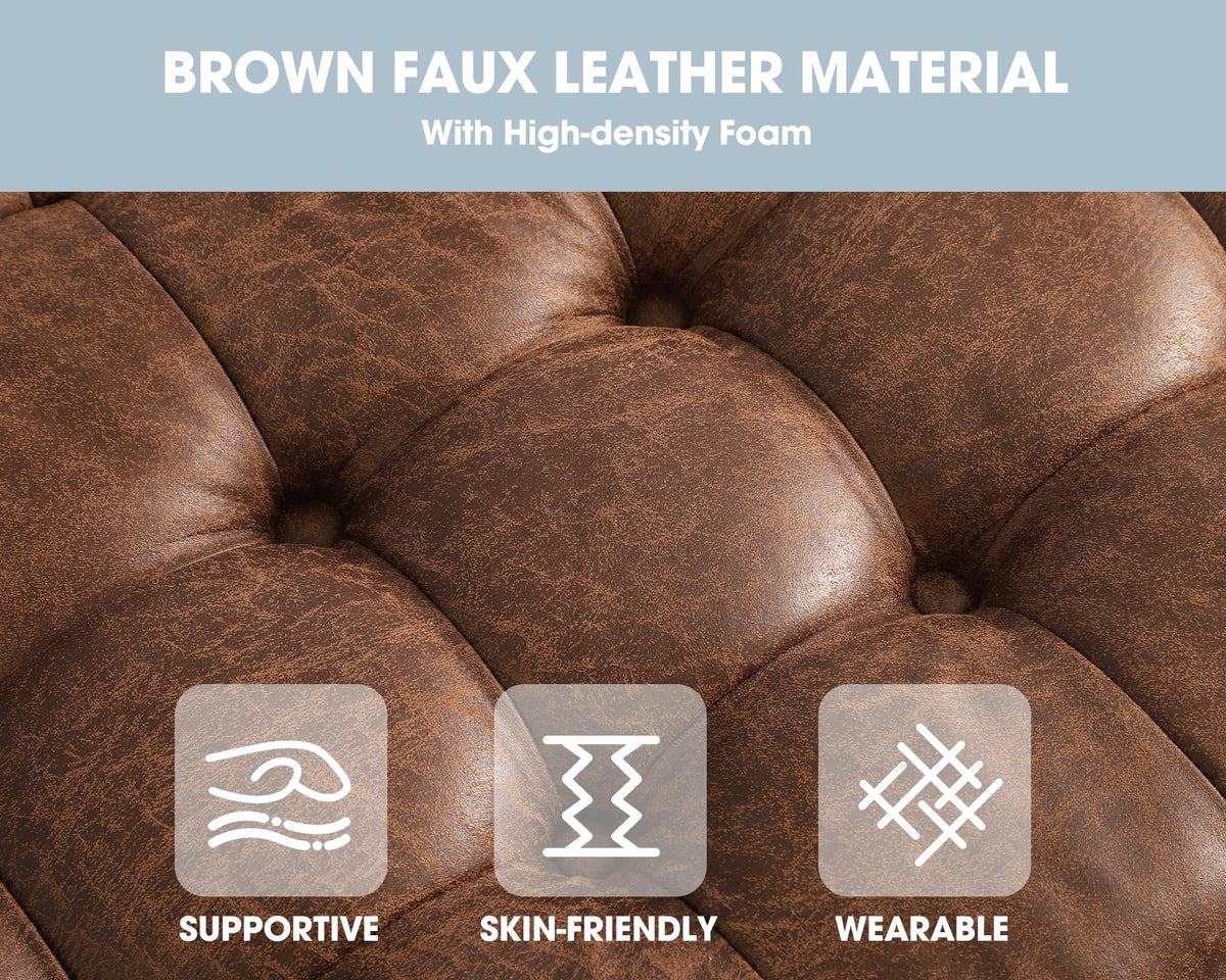 51" Brown Button-Tufted Storage Bench V933068