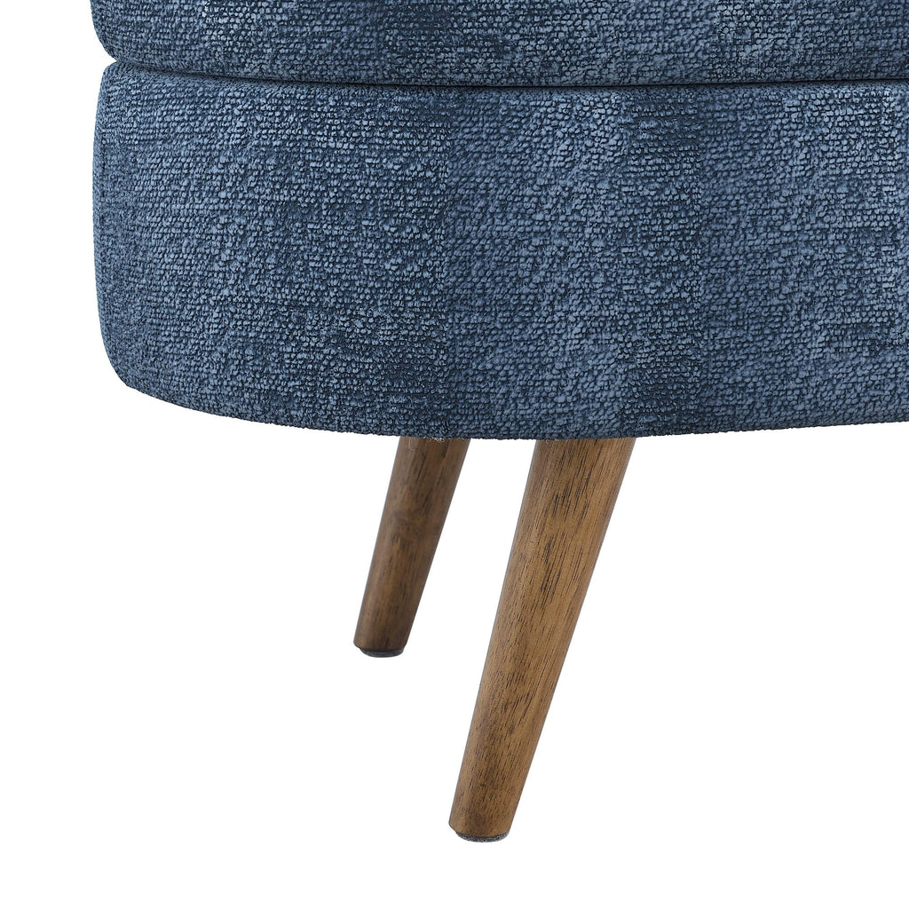Dark Blue Upholstered Storage Bench with Rubber Wood Legs M98152