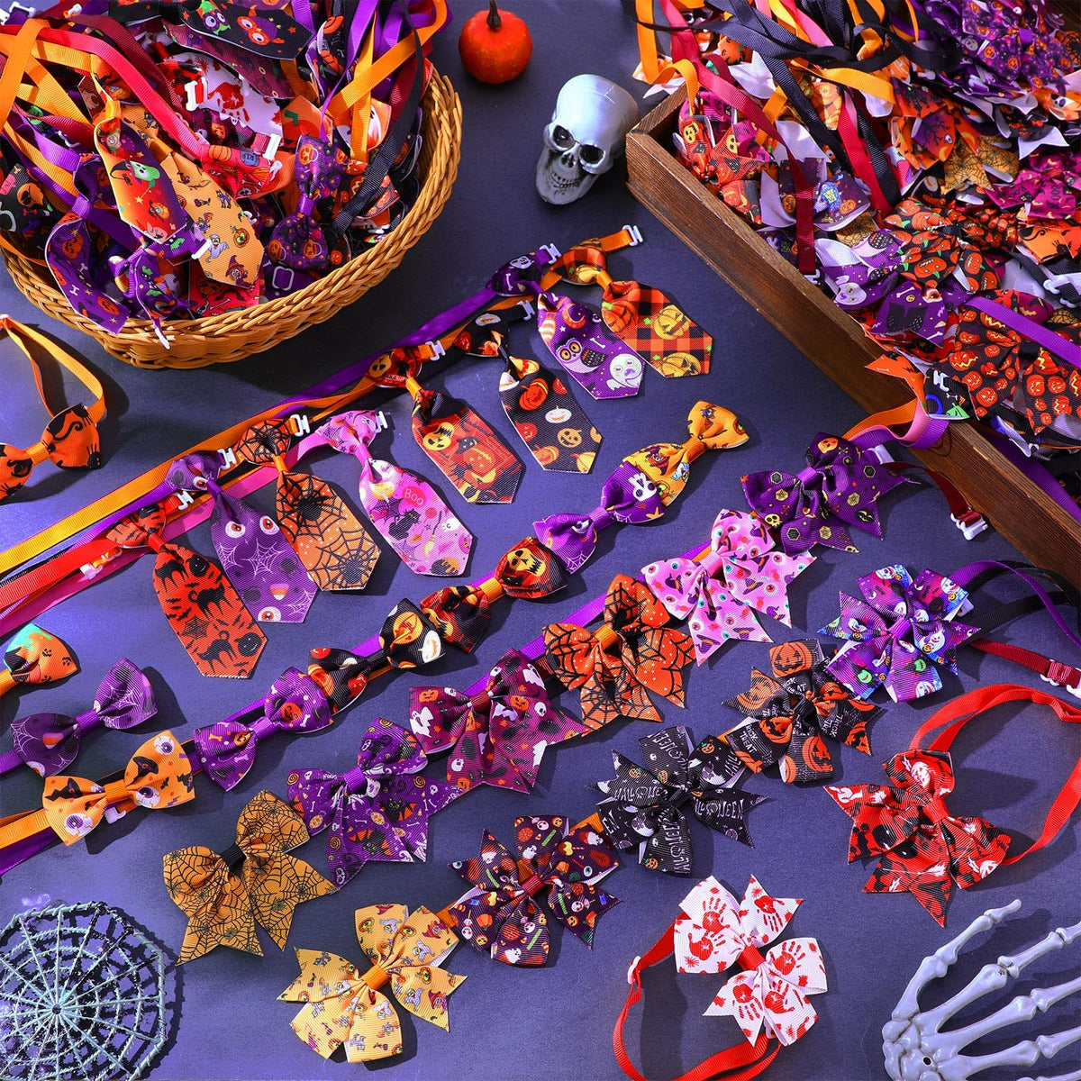 240 Pcs Halloween Dog Bows Tie Collars S486477